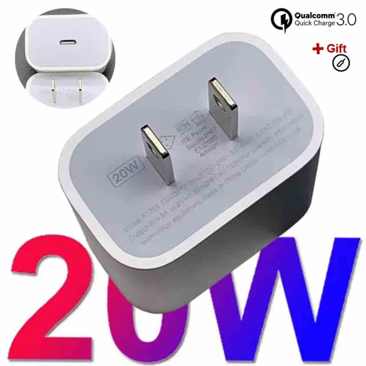 iPhone 20W Fast Charger with Type-C to Lightning Cable for All iPhone Models