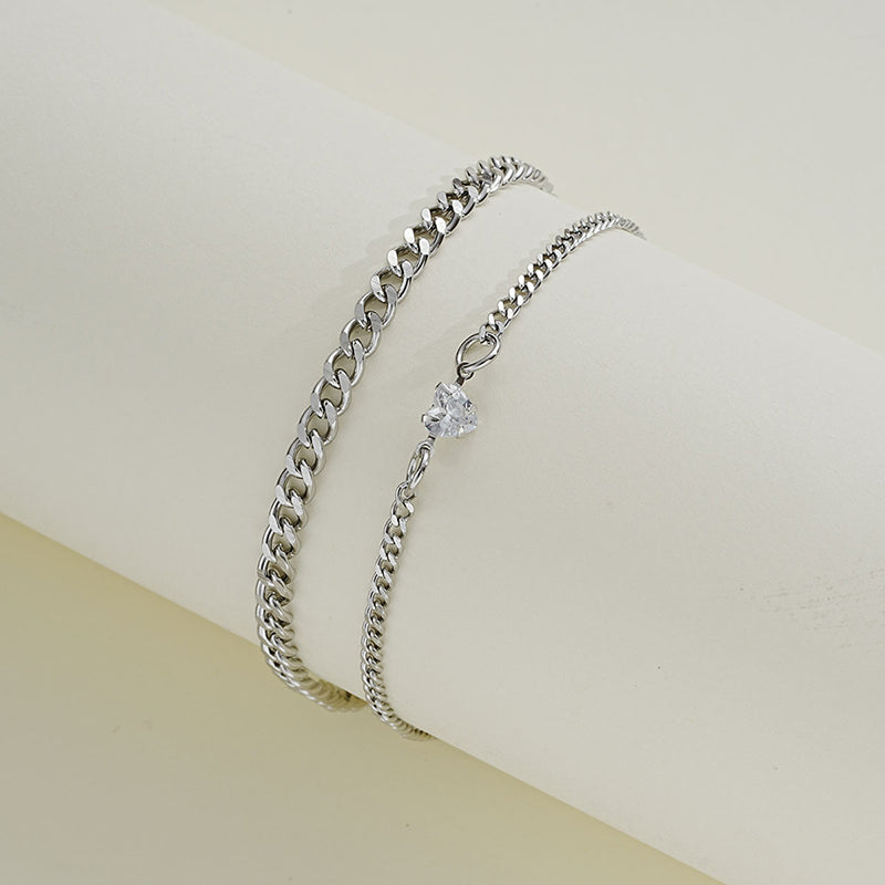 2Pcs Simple Delicate Bracelet Advanced Sense Heart Bracelets Valentines Gifts WEIRUI